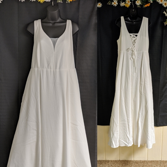 🆕 Women's Torrid PLUS SIZE Modest Ivory Jacquard Sleeveless Wedding Dress - Picture 5 of 11